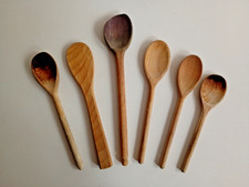 6 Vintage Wooden Baking Spoons / Stirrers, Worn Shabby Vintage