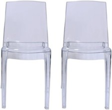 Clear Chair, Stackable, Recyclable, Strong, Made in UK, UV Resistant (Set of 2)