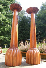 A LARGE PAIR OF  CARVED WOODEN