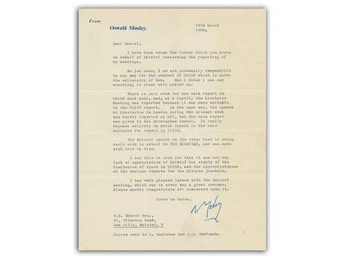 Oswald mosley hand - oswald, signed