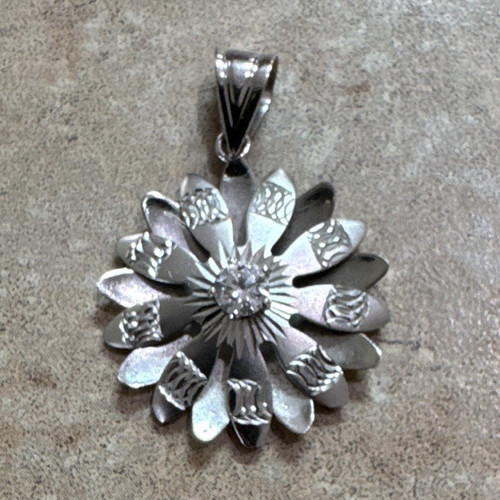 Silver tone flower - silver,