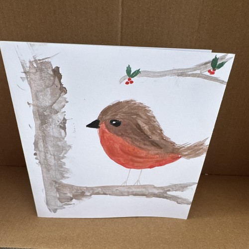 Hand painted christmas robin - painted,