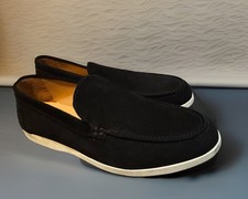 DUKE + DEXTER Smart Black Suede Slip On Loafer Shoes Size UK 7