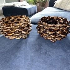 2 x Rare Pair Vintage Sylvac Pinecone Fungi Planters 2381 unusual VGC  (cb2)