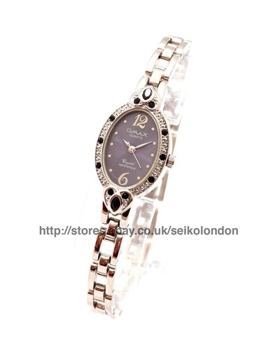 Omax ladies diamonte blue dial - blue,