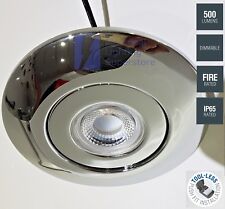10 x Polished Chrome Fire Rated 5W LED IP65 Bathroom Large Converter Downlight