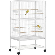 PawHut Large Bird Cage Budgie Cage for Finch Canaries Parrot with Stand White