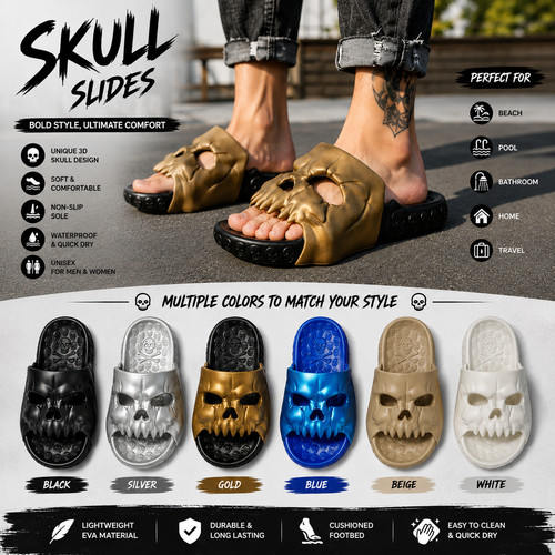 Skull slides men women - men, non