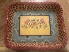 Vintage Papier Paper Mâché Hand Painted Colourful Bowl Tray Floral Pattern.