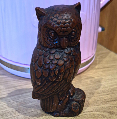 Small carved wooden owl - carved,