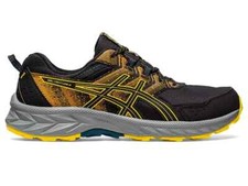 Asics Gel Venture 9 Black Yellow Trainers Trail Running Shoes Size UK 6.5