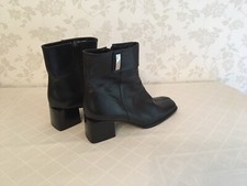 Jane Shilton Leather Ankle Boots, Black Size 41, Zip Fastening Block Heel