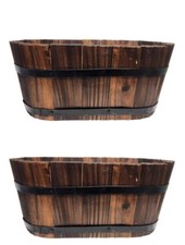 32cm Oval Burnt Wood Garden