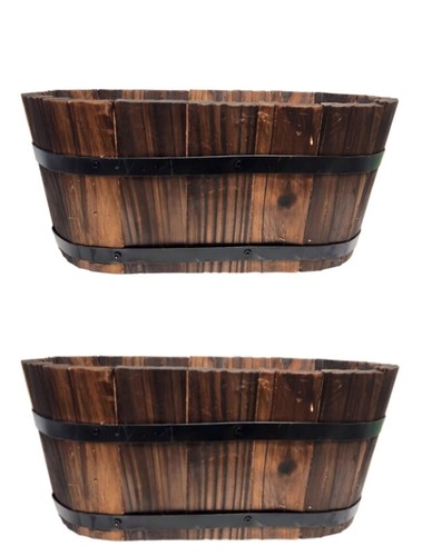 32cm oval burnt wood garden - 32cm,