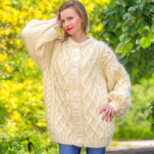 Ivory sweater cardigan cable