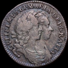 RARE William & Mary 1693 Sixpence, Stuart 6d Coin, Bull 869, ESC 1529, SCBC 3438