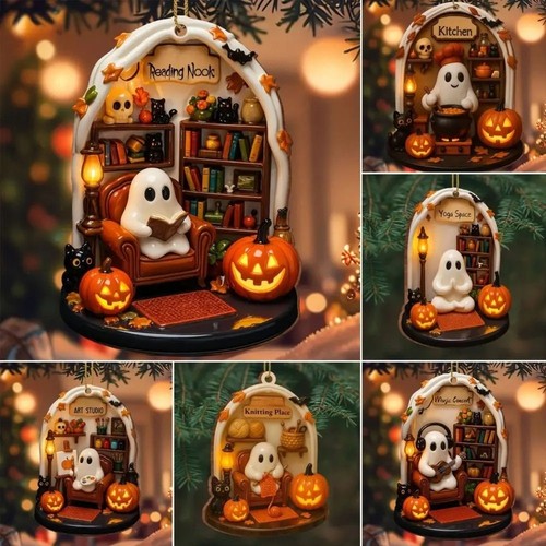 New cute reading ghost - new,