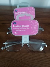 2 X MENS +2.50 BOOTS OPTICIANS LE CARRE RIMLESS READING GLASSES, £24!
