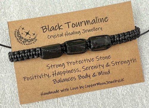 Black tourmaline macrame - tourmaline,