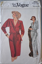 Very Easy Vogue Dress Pattern 9039 -2 Views -12-14 1980’s CUT