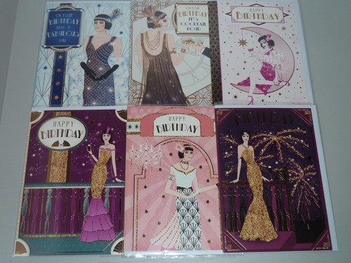 Art deco birthday cards - 6,