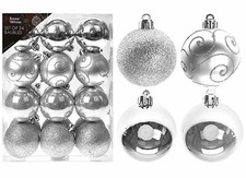 24 Silver Christmas Baubles