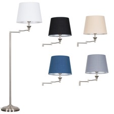 Traditional Swing Arm Floor Lamp Adjustable Standard Light Living Room Lounge