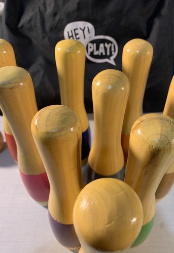 Wooden bowling set pins - wooden,