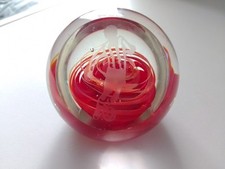 Clear Glass Paperweight Red