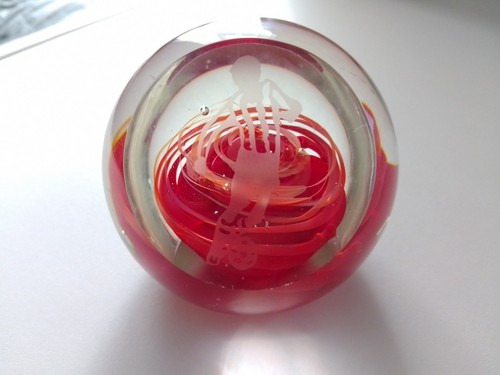 Clear glass paperweight red - clear,