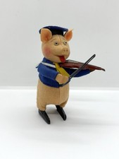 Vintage Schuco Clockwork wind up Pig playing violin / Fiddle in sailors uniform
