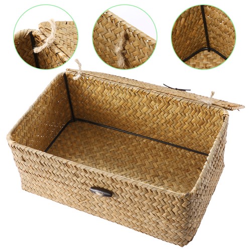 Woven box with lid wicker - box,