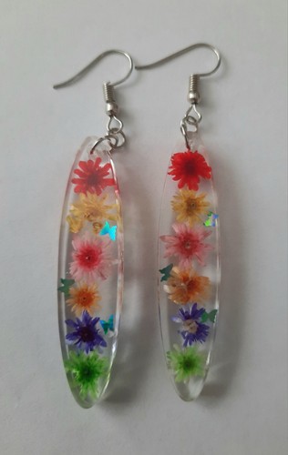 Handmade resin earrings - earrings, dried