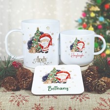 Childrens Santa Mug and Coaster Set, Unbreakable Father Christmas Cup for Kids
