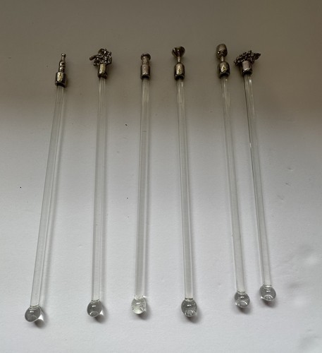 Vtg glass cocktail - glass, swizzle