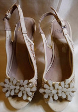 Faith Debenhams Ladies Size 3 Ivory Sandals Slingback Stiletto Heels Shoes