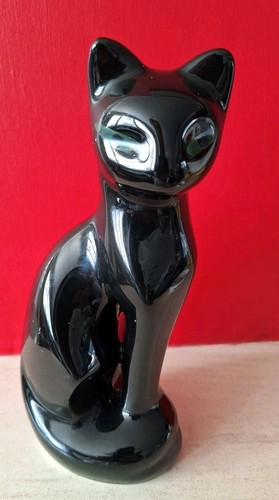 Vintage ceramic black cat - vintage,