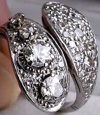 18Ct White Gold 1.30Ct Diamond Art Deco Cocktail Snake Ring Size R Heavy 6.1g