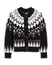 Aqua Girls' Heart Fairisle Cardigan Little Kid Big Kid (L) White