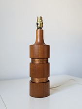 Vintage Mid Century Modern Teak Wooden Table Lamp Light Danish Style Retro