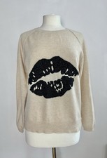 Brodie beige cashmere lips kiss jumper S