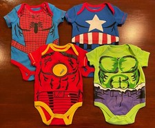 Infant Marvel 4pc Bodysuit 0-3m Hulk Captain America Ironman Spiderman Universal