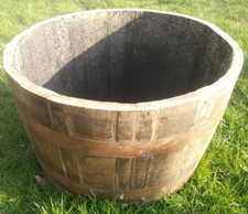 Whisky Barrel Genuine Half Planter Oak Whiskey Plant Container Flower Pot