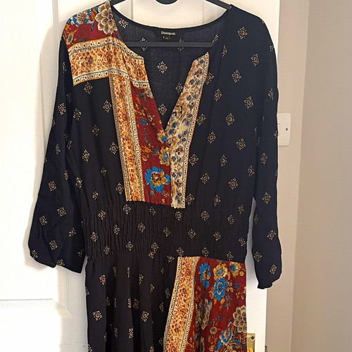 Desigual black floral midi - desigual,