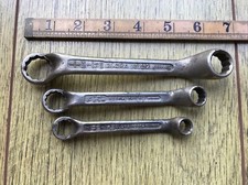 3 Vintage Elora No 112 Whitworth Short Ring Spanners 3/8"BSW to 1/8"BSW.