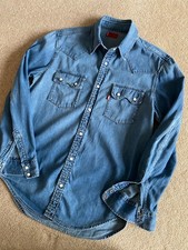LEVI'S PRESS STUD BLUE DENIM SHIRT S SMALL