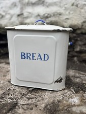 Vintage Enamel Tin Metal Bread Bin Lovely Old Age-Worn Shabby Chic Retro Kitchen