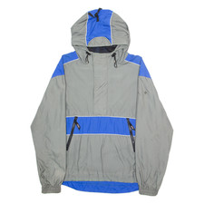 JEEP Mens Pullover Jacket Grey Nylon Hooded Colourblock M