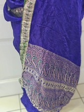 Purple vintage sari 4m+ fabric stunning fabric with paisley design