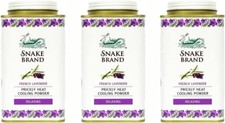SNAKE BRAND Prickly Heat Cooling Body Powder Relaxing Lavender 140g (3-Pack)